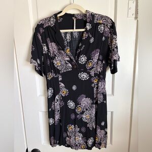 Free People Black and Purple Floral Dress